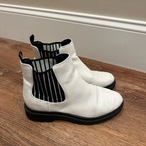 White and Black Chelsea Boots